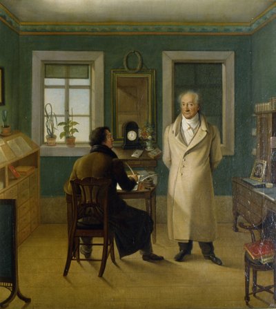 Goethe diktiert seinem Schreiber John, 1834 von Johann Joseph Schmeller